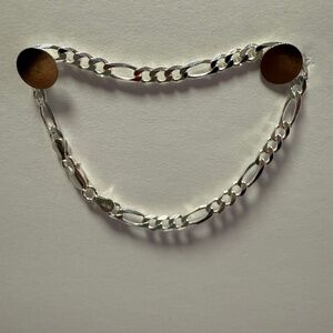 Sterling Silver 925 Italy Figaro Bracelet 8"